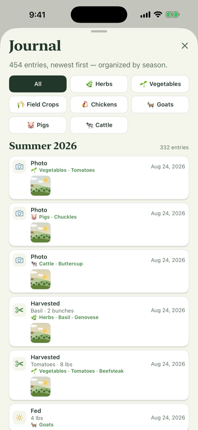 iPhone screenshot: Every day, kept — season by season