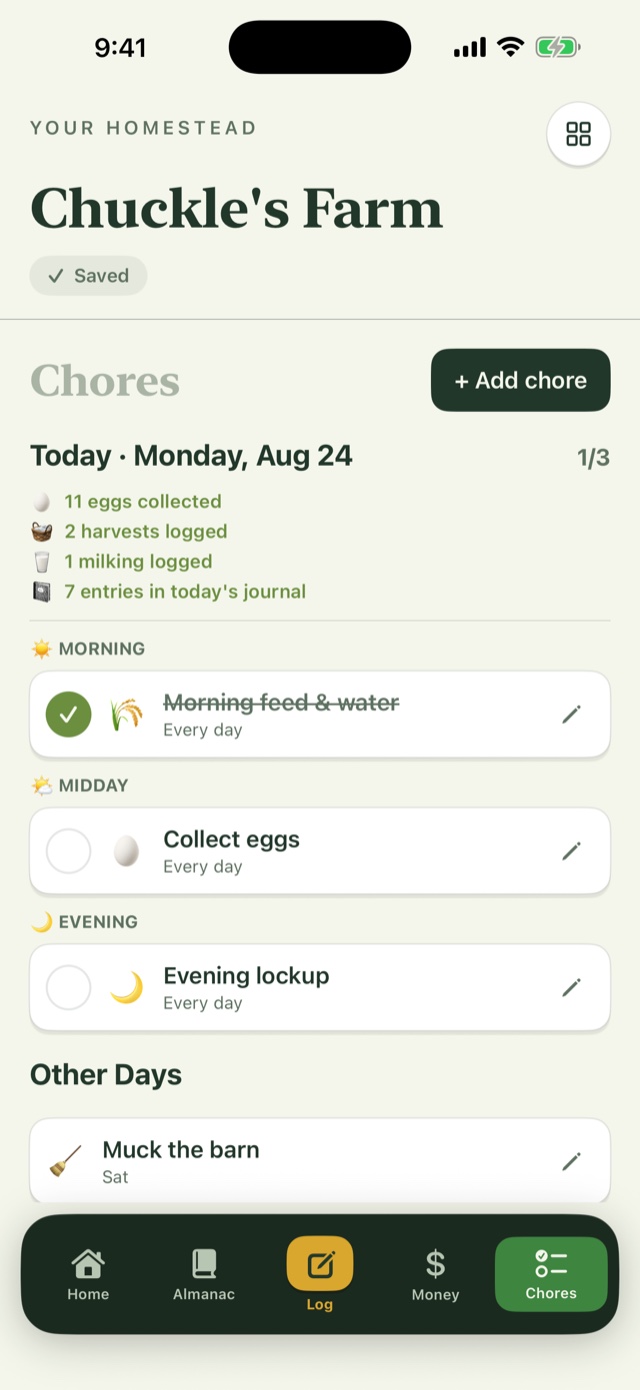 iPhone screenshot: The day's work, in rounds